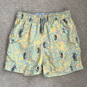 Michael’s, boys Swim Trunks, Size M, yellow and blue with seahorses